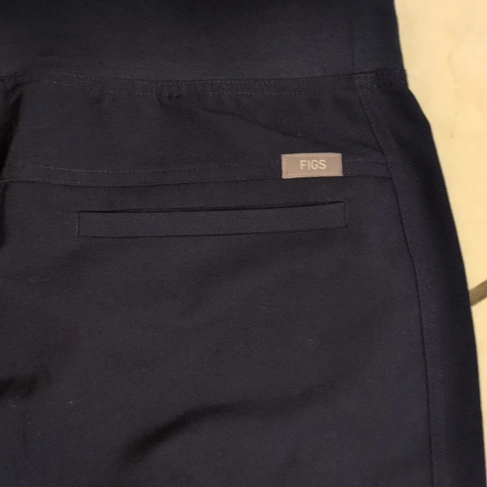 Figs Scrubs pants Axim Cargo Navy Blue Tie Elastic Waist Size L